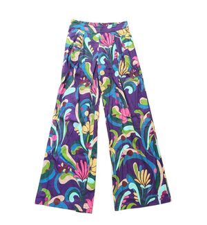 INC International Concepts Pants Women's 2 Groovy Colorful Linen Wide Leg